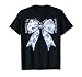 Blessed by God Loved by Jesus Blue Toile Coquette Bow T-Shirt
