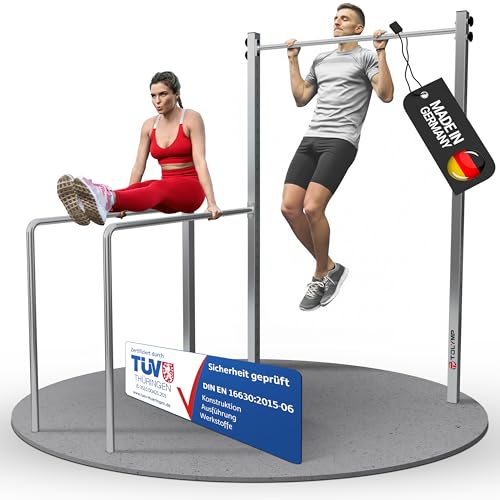 TOLYMP Dip Buin Kraftstation aus V2A Edelstahl/Turnstange & Dip Barren für...