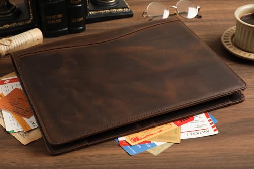 Personalized Leather Padfolio for Lefty, Business Portfolio Binder with Notepad Holder, Legal Pad Portfolio Folder for Men/Women - Khaki - Thumbnail 3