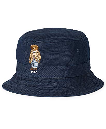 Polo ralph lauren men`s polo bear chino bucket hat (aviator navy(…