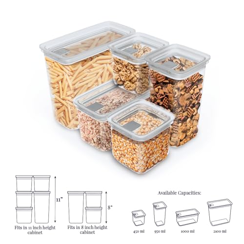 Image of All Time Modular Plastic Storage Container 450ml | Food Grade Kitchen Storage Jar with Silicone Gasket Lid | Airtight Multipurpose Container for Snacks, Dry Fruits & Pantry Storage - Transparent