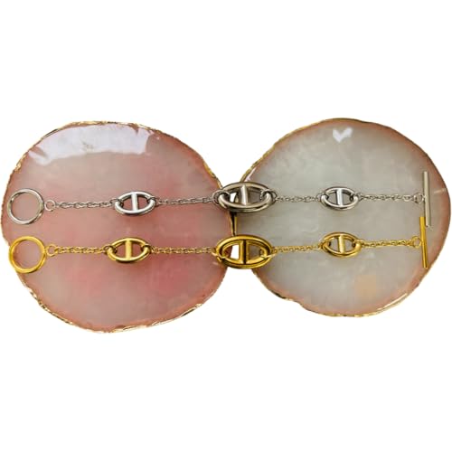 bracelet femme fermoir à bascule-fermoir t- bracelet en argent ou or -pendentif nez de cochon maille marine -bracelet minimalise-bracelet de chaine...