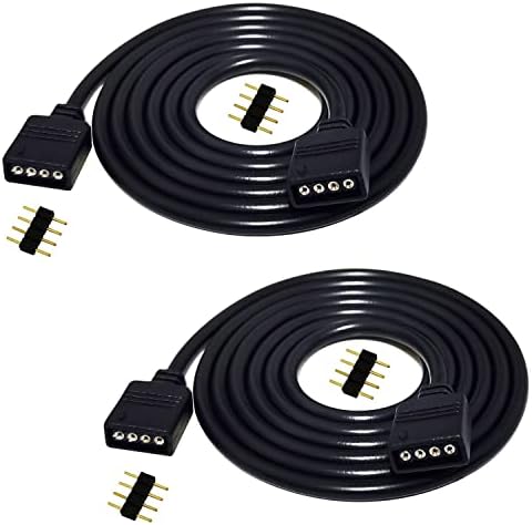 TronicsPros 2pcs 2.5m/ 8.2ft RGB LED Strip Extension Cable 4 Pin Flex LED Tape Light Extension Cord LED Ribbon Connector Wire for Flexible SMD 5050 3528 2835 RGB LED Strip Light (Black)