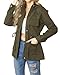 sexycherry Casual Army Green jacket for women Long Sleeve Hooded Outwear Coat With Zipper Button Pockets Drawstrings(Large)