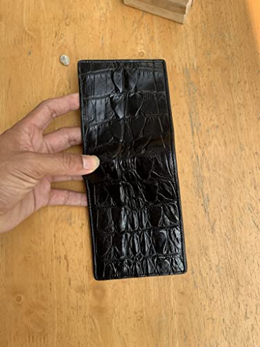 Genuine Alligator Bifold Wallet For Men, Real Crocodile Wallets Men (Black Alligator Tail Skin)2