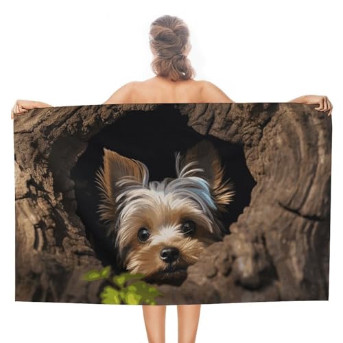 QMNBTES A Little Yorkshire Terrier - Toallas de playa de gran tamaño de 51 x 31 pulgadas, toallas de baño de secado rápido, sin arena, toalla de piscina súper absorbente, toalla turca de viaje para
