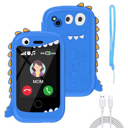 Kinder Handy, Mini-Telefon für Mädchen Jungen, 2.8 Zoll großer Touchscreen Smartphone Kinder 16 Spiele Anruf SOS Musik Kamera Schrittzähler Wecker, kindertelefon jungen ab 4-9 jahre (Schwarz)