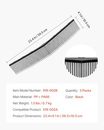 Image of VEVOR 3 Packs Lawn Sweeper Brush Replacement, Compatible with VEVOR 26 in Lawn & Leaf Collector Sweepers, Yard Sweeper Brush Paddle with Durable V-Shaped Bristles for Easy Grass Leaf Cleanup