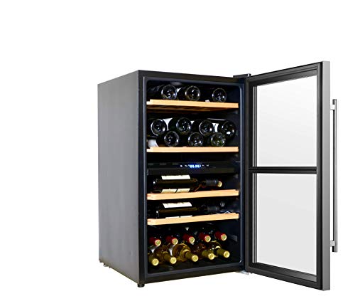 Hamilton Beach HBWF4300, 43-Bottle Wine Cooler Fridge Cellar with Wooden Shelves, Digital Control, Mirror Finish - Image 3