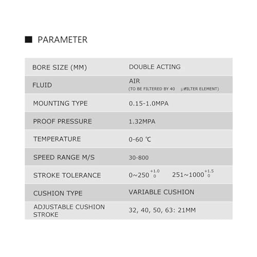 Vérin pneumatique SCJ63x25-25 double effet course réglable - 5