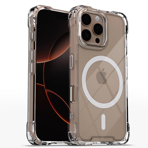 Image of Amazon Basics Back Cover for iPhone 16 Pro Mag-Safe Shockproof PC + TPU Protective Case Magnetic Support Bumper Case (Transparent Mag-Safe)