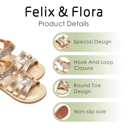 Image of Felix & Flora Toddler Girl Sandals - Little Girl Easter Dress Shoes Lightweight Open Toe Beach Holiday Flats