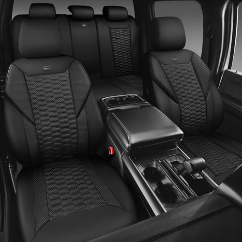 Image of CAR PASS 3D Foam Mesh Leather Car Seat Covers Full Set,Breathable Mesh Faux Leather Seat Covers for Car,Universal Fit for SUV Truck Sedan Automotive, Armrest Airbag Compatible,Black