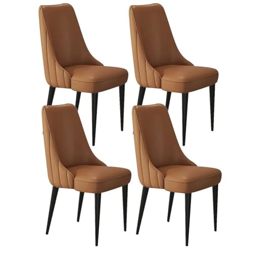 Image of Dream Furnishing - Set of 4 Dinning Chairs Elegant & Luxury Looks Strong Metal Frame Legs for Home Cafe Office Hotel (Brown-Black Legs)