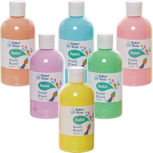 Baker Ross FN240 Peinture pour poster prête à l'emploi Pastel 150ml - Boîte de 6, peinture pour enfants