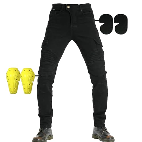 SHUOJIA Hombres Y Mujeres Pantalones De Motociclismo Para Pantalones De Carreras De Motocross Con Pantalones Anti Caída,Jeans De Moto, 4 X Equipo De Protección (A8,XXL)