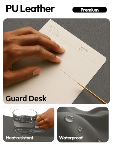 Image of YSAGi Leather Desk Protector, Office Mat, Large Mouse Mat, Non-Slip PU Leather Blotter, Laptop Desk Pad, Waterproof Writing Pad for Office and Home (Dark Grey, 47.2 inch x 23.6 inch)