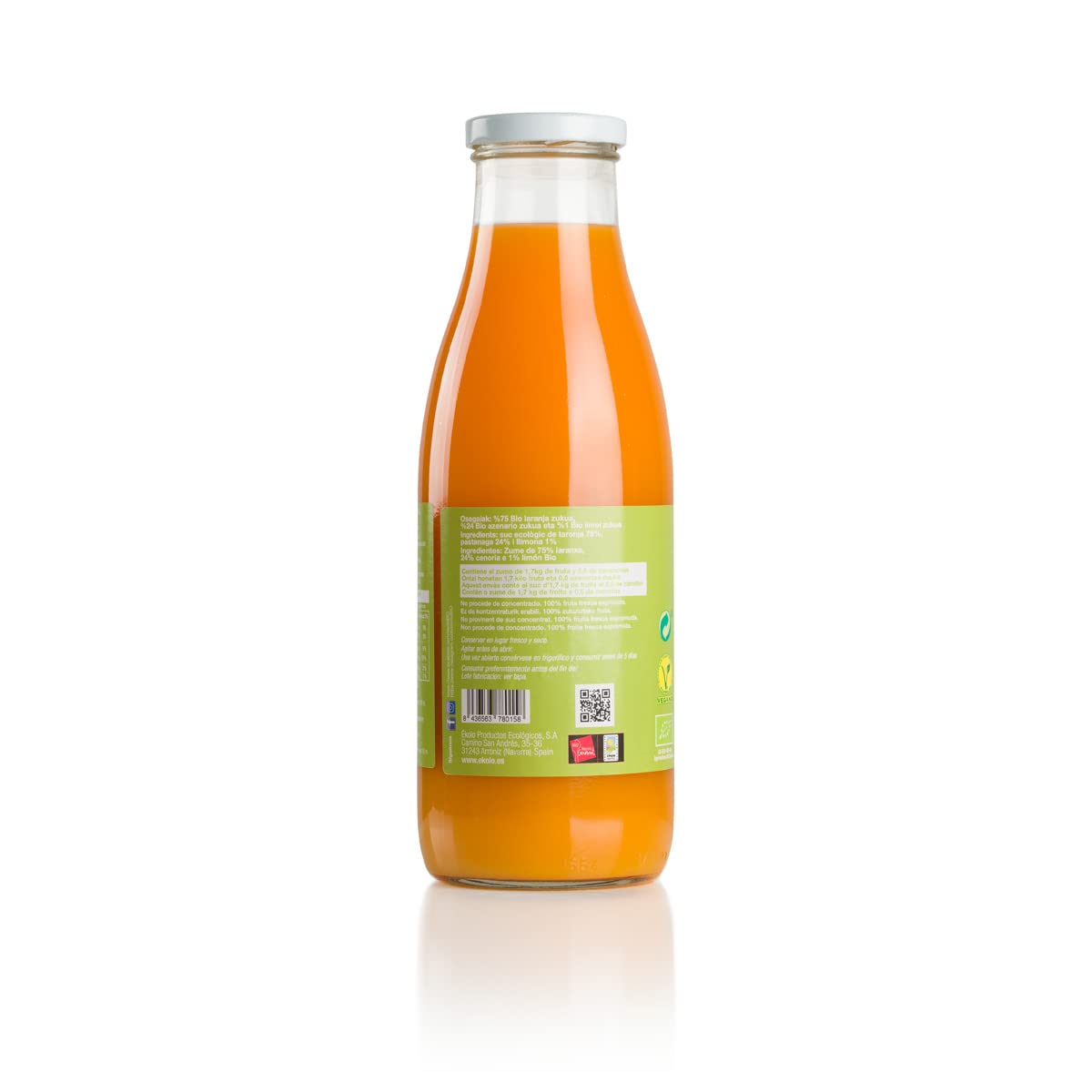 Ekolo Zumo de Naranja, Zanahoria y Limón Ecológico 100% Exprimido 6 x 750 ml