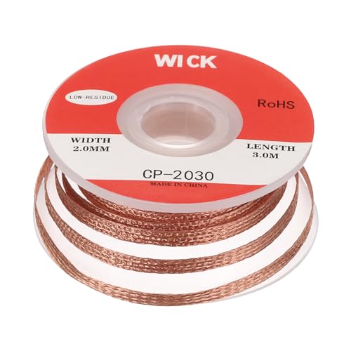 Image of MECCANIXITY Solder Wick Braid No-Clean Desoldering Wick Braid 0.08 Inch Width 10 Feet Length for Remove the Solder Electrical Components 1 Pack