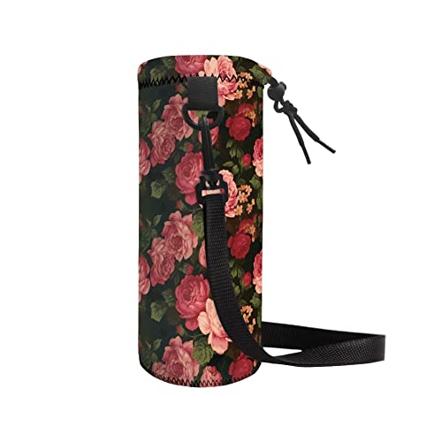 TOADDMOS Neoprene Water Bottle Carrier Holder with Adjustable Shoulder Straps Watercolor Horse Insulated Drawstring Bottle Pouch Cover - Image 3
