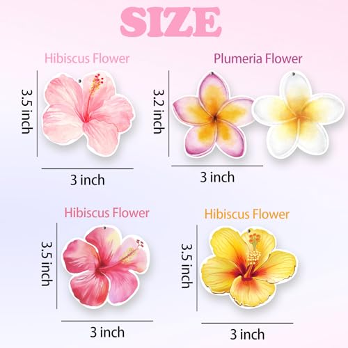 Image of 5Pcs Hibiscus Flower Car Air Freshener Long Lasting Cute Pink Beachy Car Accessories Car Interior Rear View Mirror Hanging Ornament Scents Decor for Women Teen Girls
