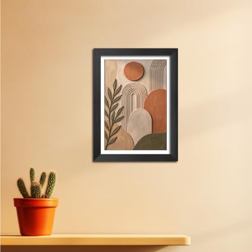 Image of TenorArts Boho Art 3D Clay Textured Digital Print Photo Frame, Modern Art Abstract Painting For Bedroom Living Room Home and Cafe Decor | Minimal Drawing Black Framed Posters for Decoration (9x12 inches) [CL-B07]