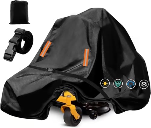 Outdoor Zero-Turn Mower Cover Waterproof,Heavy Duty 600D Tearproof Anti-UV, Universal Fit Riding Lawn Tractor Covers Up to 60' Decks,All Season Using, Windproof Nylon Buckle,79'Lx46'Wx55'H-Premium