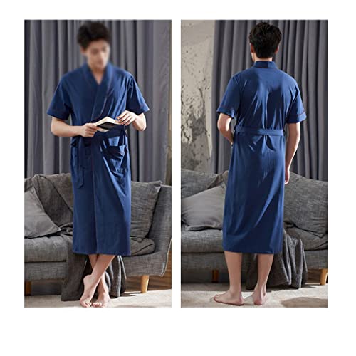 Mens Robe Elegant Short Sleeve Cotton Robes For Men Bathrobe Sleepwear Dressing Gown (Color : A, Size : Xxxl Code) #TOP6