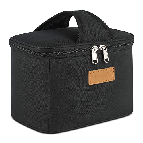 E-MANIS 4L Pequeña Bolsa de Almuerzo Refrigerada Isotérmica para Niños Bolsa Isotermica Reutilizable Lonchera Bolsa de Sándwich Contenedor Bocadillos Portátil Perfecto Oficina,Barbacoa,Picnic,Negro Cover