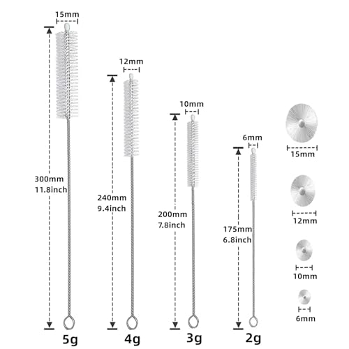 Image of Generic Straw Cleaner Brush Set, 20-Piece Long Brushes for Tumblers, Water Bottles, Sippy Cups, Pipes, Tubes, Hummingbird Feeders, Silver