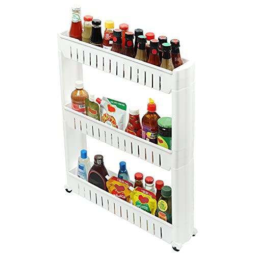 Kurtzy 3 Layer Slim Side Space Saving Storage Organizer Rack...