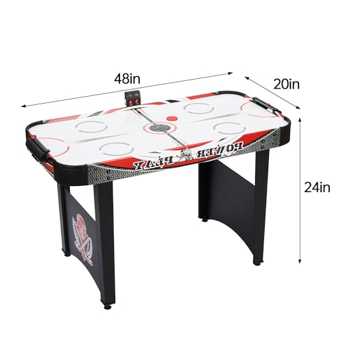 HOTSYSTEM 48in Indoor Air Hockey Table, LED Electronic Scoring, Easy Setup, with 2 Pucks, 2 Pushers, Powerful 12V Motor, Perfect for Kids, Home Game Room - Thumbnail 6
