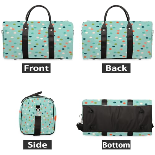 Colorful Polka Dots Travel Duffel Bag, Modern Sports Tote Gym Bag, Foldable Weekender Overnight Bag, Luggage Handle Bag for Women Men2