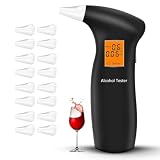 RUTIDA Alkoholtester Polizeigenau, Alkohol Tester Promillemessgerät mit 16 Mundstücke, Promilletester Alkoholmessgerät, Professioneller Alkoholtest mit Digitaler LCD Display
