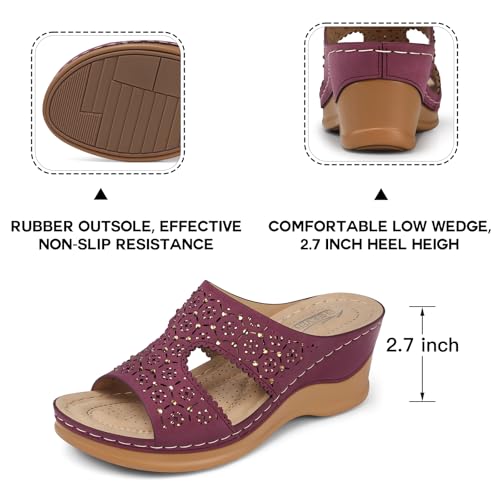 Image of SHIBEVER Wedge Sandals for Women Dressy: Summer Slip On Womens - Slide Comfortable Walking Platform Sandals