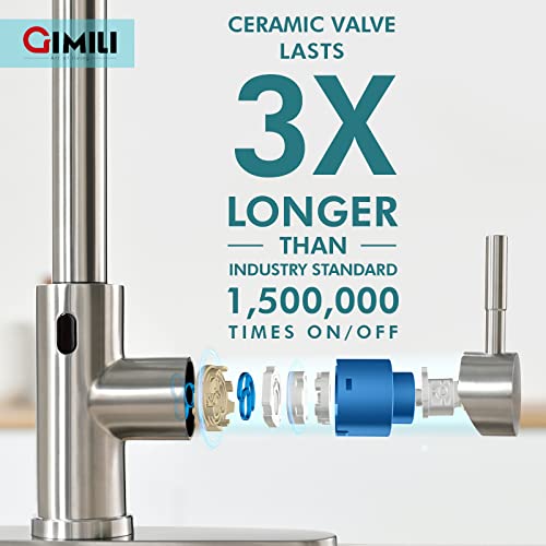 Gimili Touchless Kitchen Faucet With Ac Adapter, Smart Motion Sensor Hands Free Single Handle Kitchen Sink Faucet With Pull Down Sprayer, Brushed Nickel #TOP4