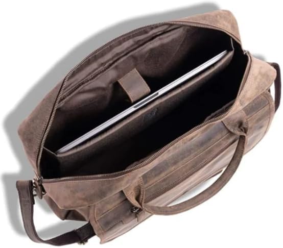 TUZECH Handmade Full Grain Leather 16 Inch Laptop Messenger Bag for Men and Women – Vintage Office Briefcase with Shoulder Strap, Business Work & College Bag for Laptop.