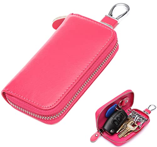 [fogman] キーケース スマートキー PU革 レザー 大容量 6連キーフック 車 メンズ レディース (ディープピンク)の商品画像（Amazon）