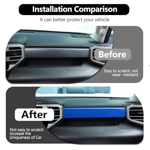 HAPPYHORSE Car Center Control Dashboard Panel Strips Trim Compatible with Toyot@ Tundra/Sequoia 2022-2025 Central Control Panel Protective Cover Decoration Accessories (Blue) by HAPPYHORSE - Used condition - Image 6
