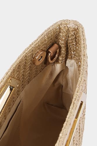 Image of Coucoland Women's PU Leather Clutch Purse with Metallic Geo Top Handle