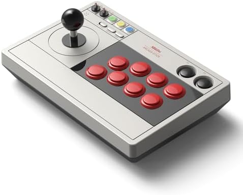 8BitDo Retro Arcade Fight Stick 8 Way Joystick with 2 Dedicated Macro Buttons and Turbo Function for Switch/Switch 2 and PC Windows, Support Bluetooth, 2.4G Wireless and Wired USB-C Cable Connection
