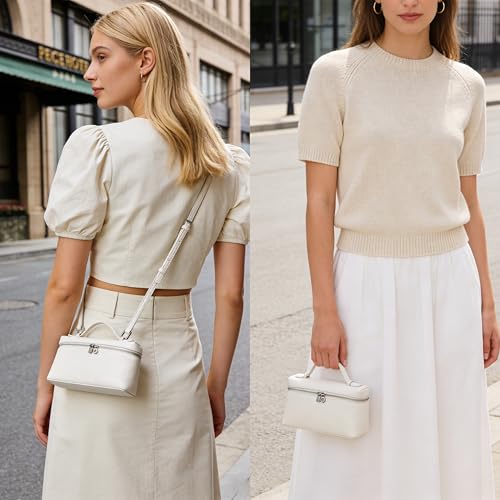Image of DORIS&JACKY Small Leather Crossbody Bag for Women Designer Mini Top Handle Clutch Phone Bag with Adjustable Shoulder Strap