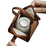 China Storage Tea Cups,Rattan Teapot Organizer | Tea Set Organizer Pouch,for Collectors Entertainers Home Apartment Kitchen Office Dining Room Coffee Station Cabinet Camping Picnic