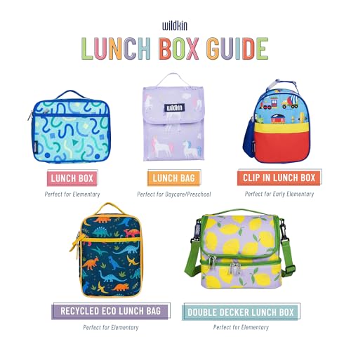 image for Wildkin Kids Insulated Lunch Box Bag for Boys & Girls, Reusable Kids L
