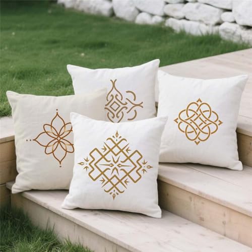 Housse de coussin mandala idée cadeau maison lot de 4 carrés - 4