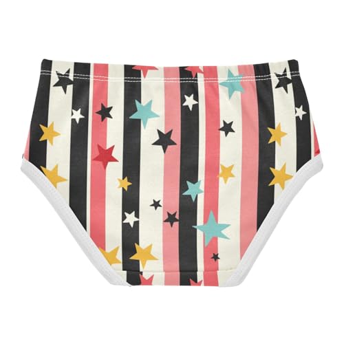 ZZKKO Colored Stars Striped Background Girls Underwear Toddler Panties for Girls Comfort Brief Size 2T-8Y2