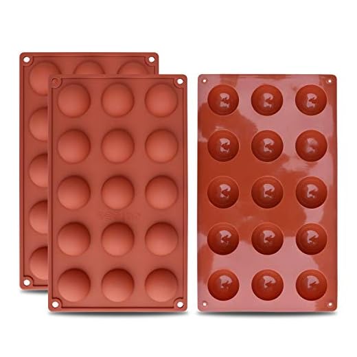 homEdge Petit moule en silicone semi-sphérique de 15 cavités, 3 moules de cuisson pour la fabrication de chocolat, gâteaux, gelée et mousse à dôme