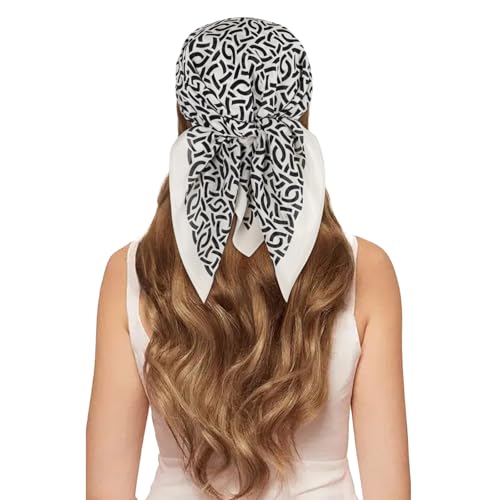 EXTREE 100% Pure Mulberry Silk Scarf Fashion Hair for Women Scarf Lightweight Square Neckerchief 27.5× 27.5 inches Textured Old Money Style