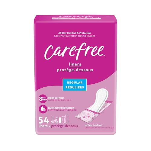 Carefree Panty Liners for Women, Regular, Wrapped, Unscented, 54ct