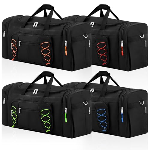 Weewooday 4er Dachbox Taschen Set Dachgepäckträger Tasche 65 cm 68L Duffel Bag mit 4 Reißverschlüsse Identifikaitonsmarker Schwarze Reisetasche mit Schuhfach für Auto Dachbox Urlaub(Klassisch)